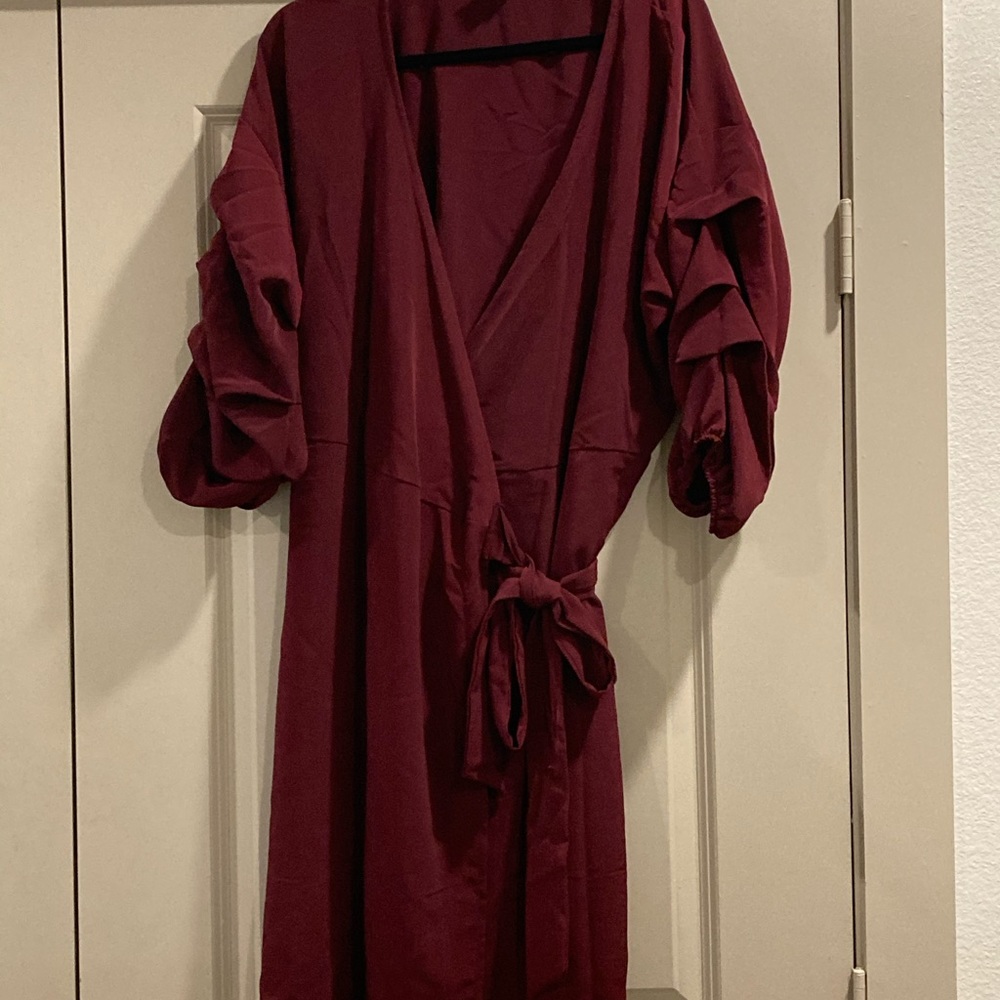 Burgundy wrap dress